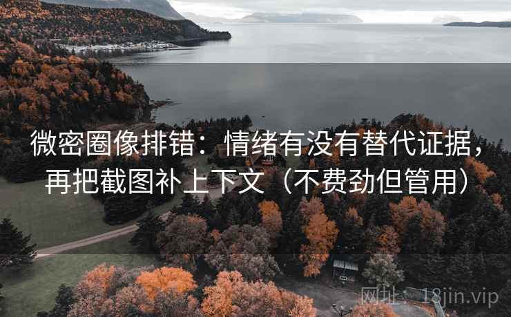 微密圈像排错：情绪有没有替代证据，再把截图补上下文（不费劲但管用）