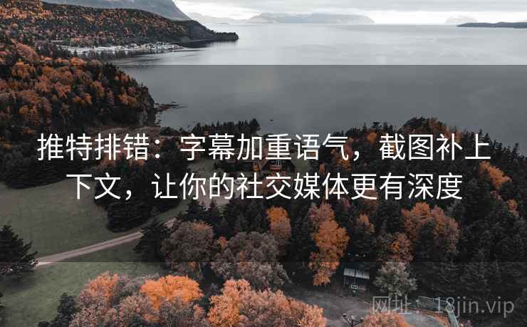 推特排错：字幕加重语气，截图补上下文，让你的社交媒体更有深度